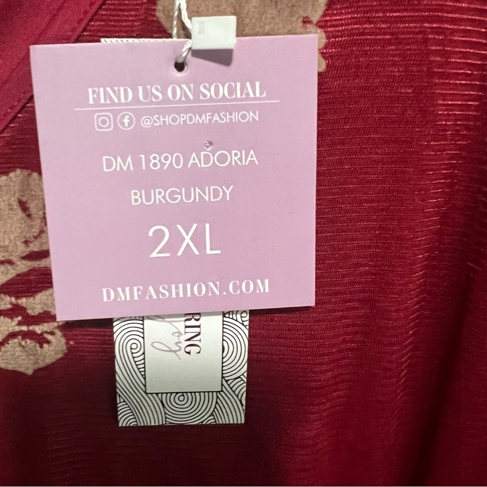 DM Fashion Adoria Burgundy Floral Velvet
Maxi, New with Tags, Plus Size - Picture 6 of 10